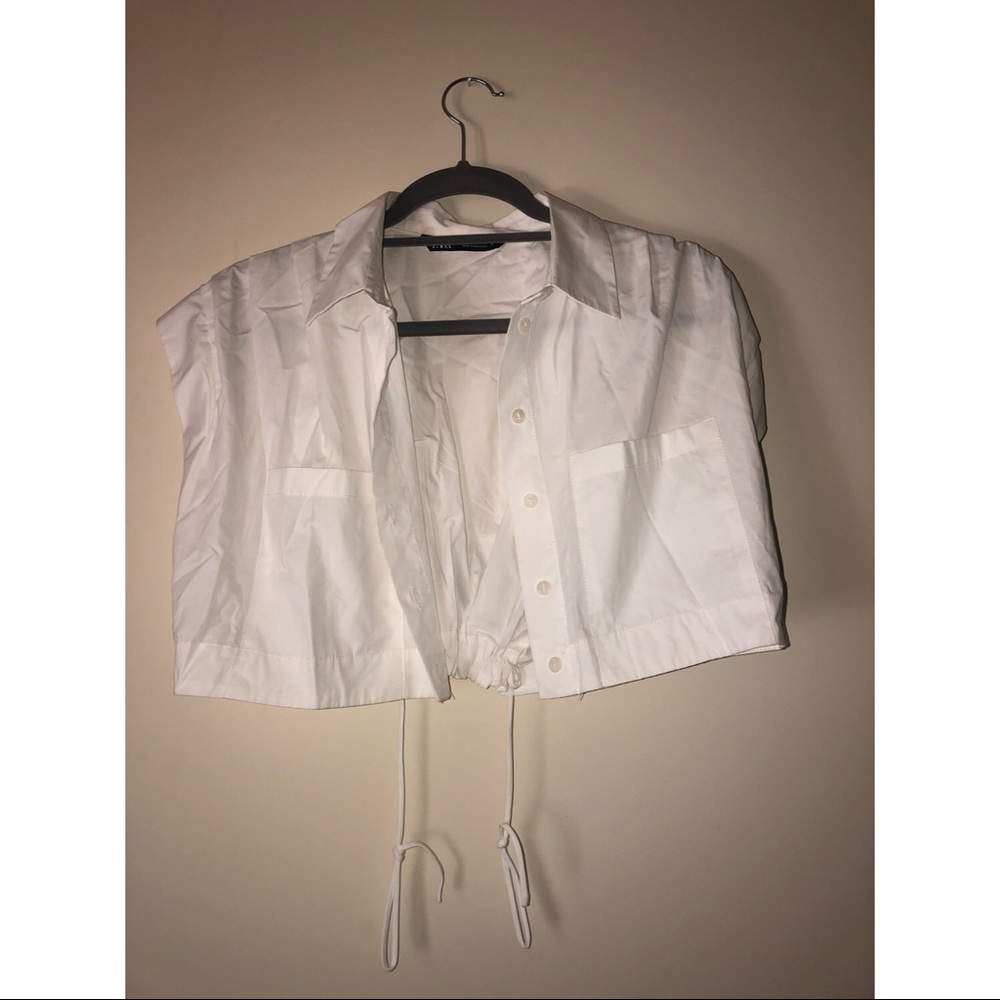 Zara Cropped Poplin Shirt Size: XS